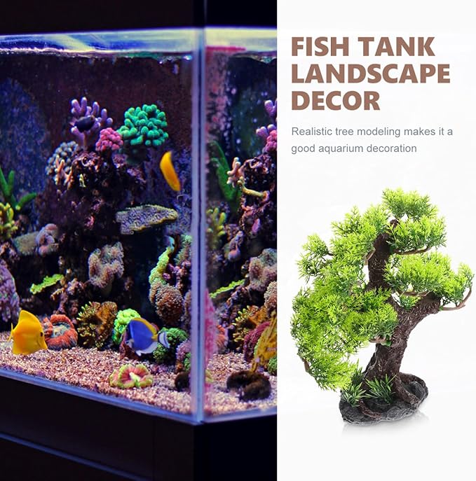 Landscaping Tree Resin Tree for Decor Resin Ornament Fish Tank Decor Craft for Fish Tank Aquarium Plant Fake Bonsai Simulation Plant Garden Decor