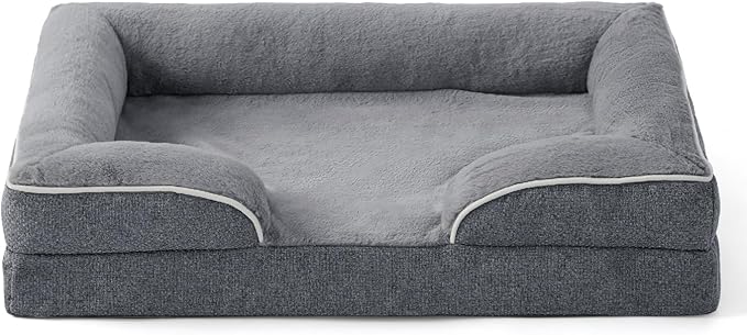 Made4Pets Orthopedic Dog Bed for Medium Dogs, Supportive Foam Medium Pet Bed Sofa with Washable Removable Cover, Waterproof Dog Couch Bed, Non-Slip Bottom and Egg-Crate Foam, Grey