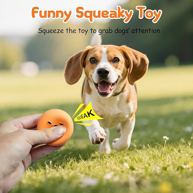Squeaky Dog Toys for Puppies Small Dogs, [6 Pack] Latex Rubber Interactive Fetch Balls with Squeaker, Funny Puppy Play Ball Toy