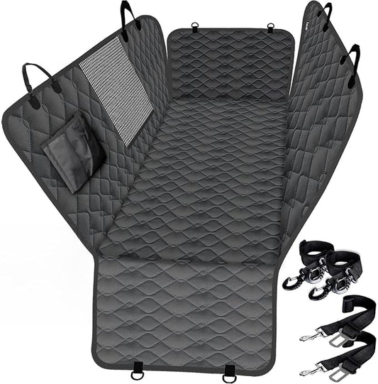 Lassie Truck Car Seat Covers, Waterproof Dog Hammock with 2 Seat Belts and Storage Bags, Protectors for F150 F250 Ram 1500 2500 Silverado Sierra Tundra