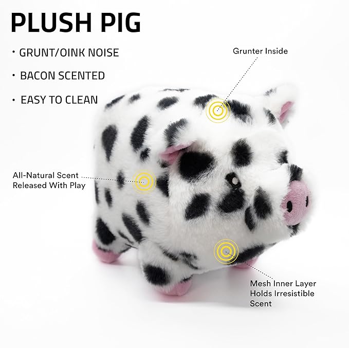 Playology Plush Toys for Dogs | Stuffed Animal Pig | Pork Sausage Scented Toy for Large Dogs