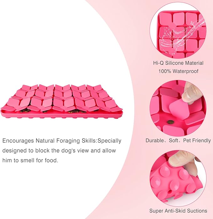 Snuffle Mat for Dogs,Premium Silicone Dog Food Mat 8“x13”Interactive Feed Game for Boredom,Encourages Natural Foraging Skills and Stress Relief for Medium Pets Smell Training Slow Feed Mat P