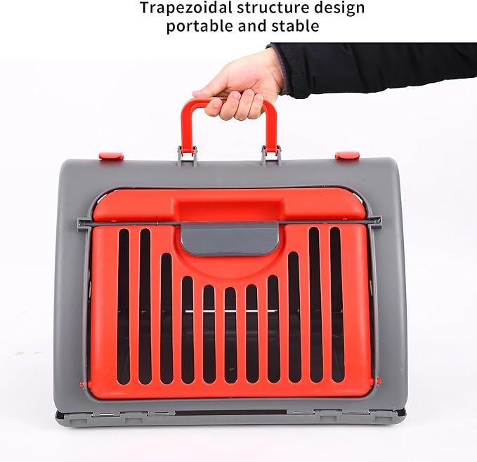 Foldable Travel Cat Carrier 14 * 14 * 18 inches Sport Designs Plastic Carrier, Red