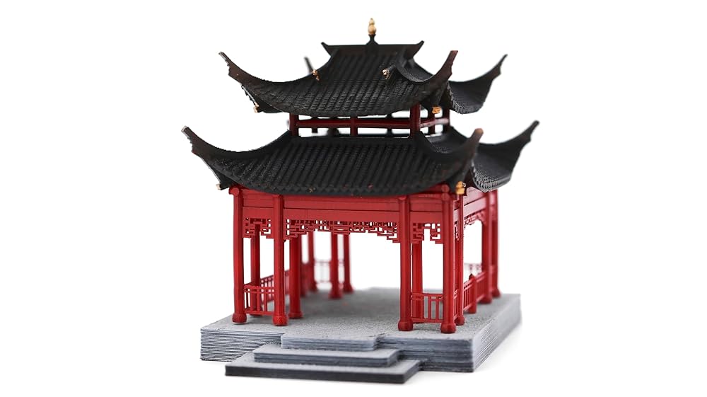 KARESANSUI Traditional Chinese Pavilion - Terrarium Decor, Chinese Aquarium Decoration, Fairy Garden Accessories, Paludarium Decor, Zen Garden Kit, Miniature Pagoda, Dollhouse Accessories (VDS0162-R)