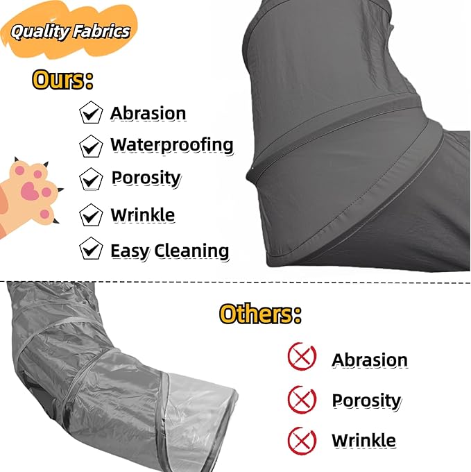 XxingSheep 4 Ways Shuttled XL Cat Tunnel Bed for Indoor Cats Peekaboo Cat Cave Donut with Cool Mat (Dark Gray)