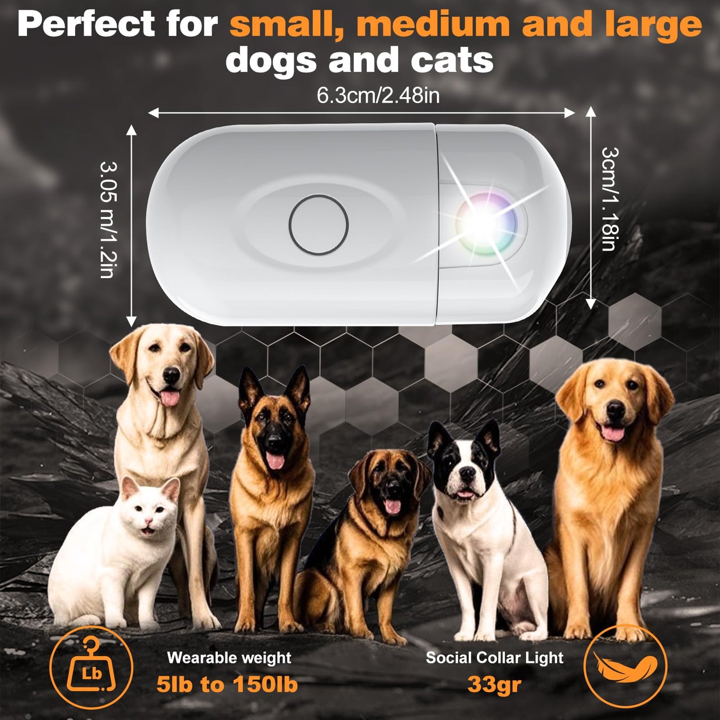 HooBnas Dog Light for Night Walking, 2 Modes Dog Collar Projector Lamp, USB Rechargeable Collar Light for Nighttime Clip on or Wearable for Walking, Running, Camping, Cycling