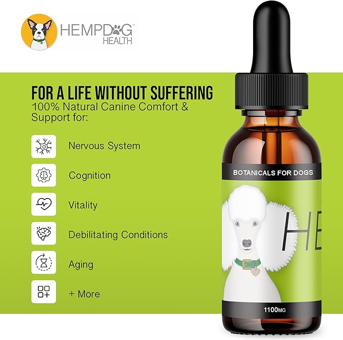 HEAL - Hemp Oil for Dogs - Comfort for Challenging Conditions & Neurological Well-Being Support - Add to Gums or Directly to Food - 100% Natural Drops
