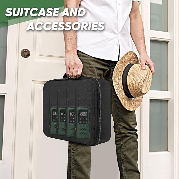 G9 IP67 Waterproof Two Way Radios, 2 Way radios Outdoor Adventure NOAA Weather Alert & SOS Emergency Lamp Adult Walkie Talkies Long Range Rechargeable (G9 - Suitcase 4 Pack)