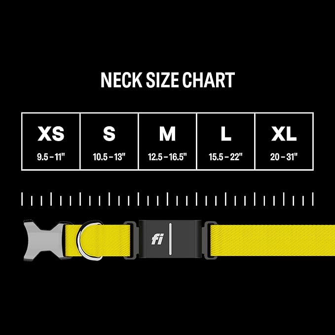 Fi Series 3+ Smart Dog Collar - GPS Dog Tracker and Activity & Fitness Monitor, Waterproof, LED Light, Escape Alerts, Nationwide Coverage [Free 6 Month Membership] (Yellow, Medium)
