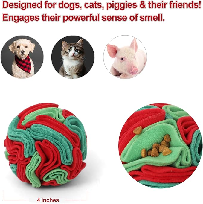 Snuffle Ball for Dogs - Interactive Dog Toys to Keep Them Busy, Dog Puzzle Toy with Soft Fabric for Small, Medium Dogs Daily Companionship, Training Reward Gift