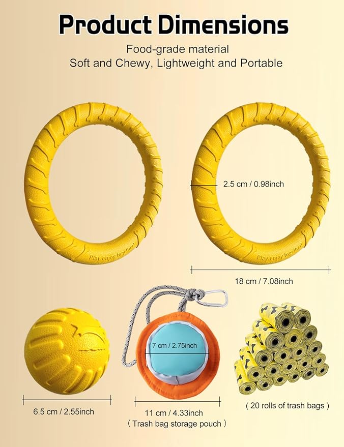 Dog Flying Disc Toy，Soft Indestructible Dogs Flying Disc Pack，for Aggressive chewers Medium Large Dog， Beach Essentials Water Pool Float Toys (Dog Bite Ring Set 1 Box)