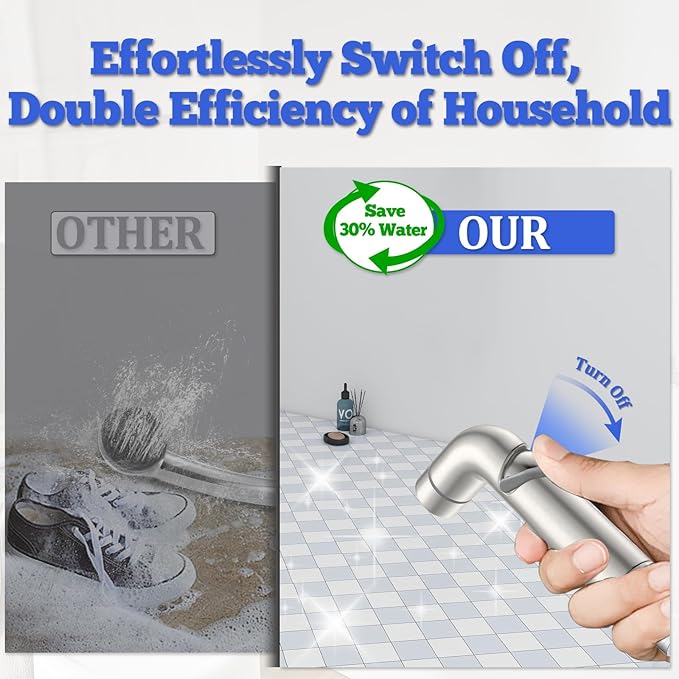 Dog Shower Attachment Metal, YDmeet Pet Shower Attachment for Fast and Clean Pet Bathing and Dog Washing, Brass Shower diverter, Adjustable Pet Shower Sprayer, 8 ft Hose and Shower Holder, Brushed