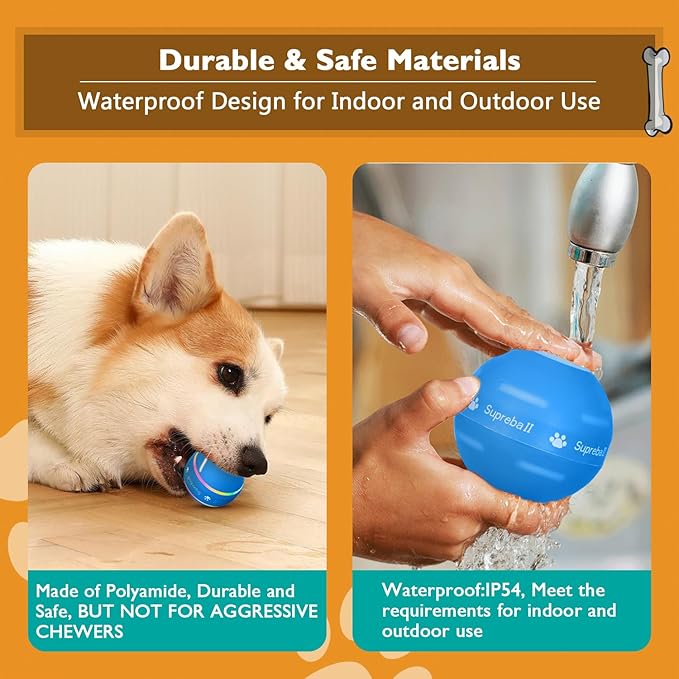 PetDroid Interactive Dog Toys Dog Ball,[2025 Newly Upgraded] Durable Motion Activated Automatic Rolling Ball Toys for/Small/Medium/Large Dogs,USB Rechargeable(Blue)