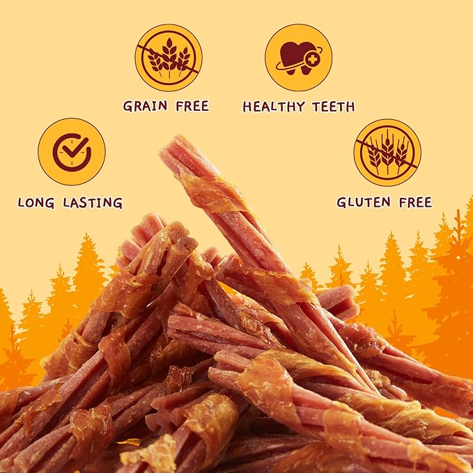 Jungle Calling Chicken Wrapped Beef Lung Collagen Sticks Dog Treats, Long Lasting Bones, Bully Sticks for Small Medium Dogs Moderate Chewers, Chews Easy to Digest Teeth Cleaning,14.1 oz