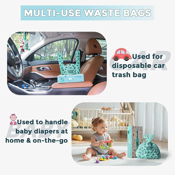 Poop Bags for Dog and Cat - Biodegradable 100% Leak-Proof Pet Waste Bags with Handle, 180 Count, Cornstarch Based Extra Thick, for Dog Poop and Cat Litter Disposal (Unscented)