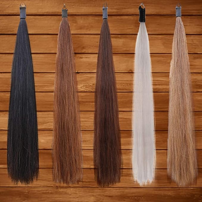 Horse Tail Extensions with Braided Horsehair Loop, Blunt Cut Bottom, 28-30 inches Long and 3/8 lb Weight