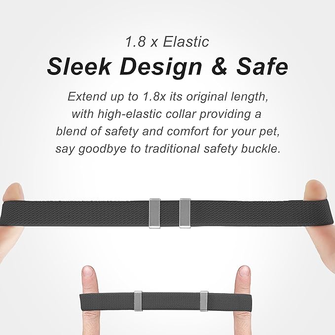 AirTag Cat Collar,Ultra Elastic Cat Tracker Collar with Apple Air Tag Holder, [Lightweight][Scratch Resistant] Stepless Adjustable GPS Pet Collar for Cats Kittens (Black)