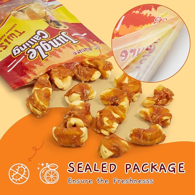 Jungle Calling Dog Treats, Skinless Chicken Wrapped Apple Treats, Gluten and Grain Free, Chewy Dog Bites for Balanced Nutrition, 10.6oz