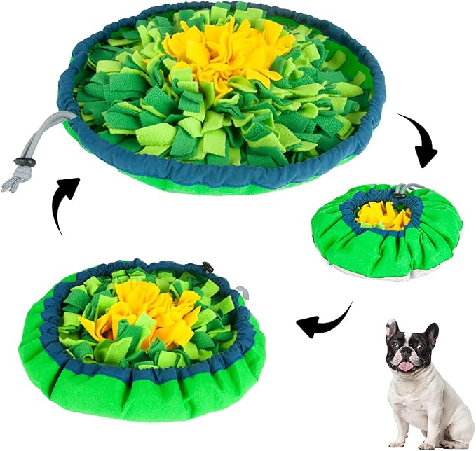 Snuffle Mat for Dogs Sniffing Feeding Mat,Dog Snuffle Mat Slow Feeding Bowl Dog Anti-Slip Nose，Adjustable Dog Digging Toys Encourages Natural Foraging Skills and Mental Stimulation (Green)