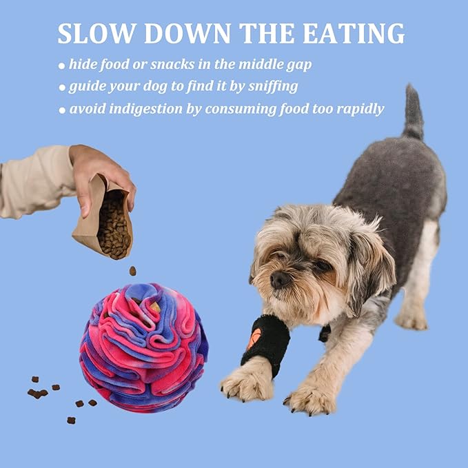 Snuffle Ball for Dogs, Sniffle Interactive Treat Toy, Washable Puppy Treat Toy, Foraging Puzzle Ball Toy, Mind Games for Dogs, Enrichment Dog Toys