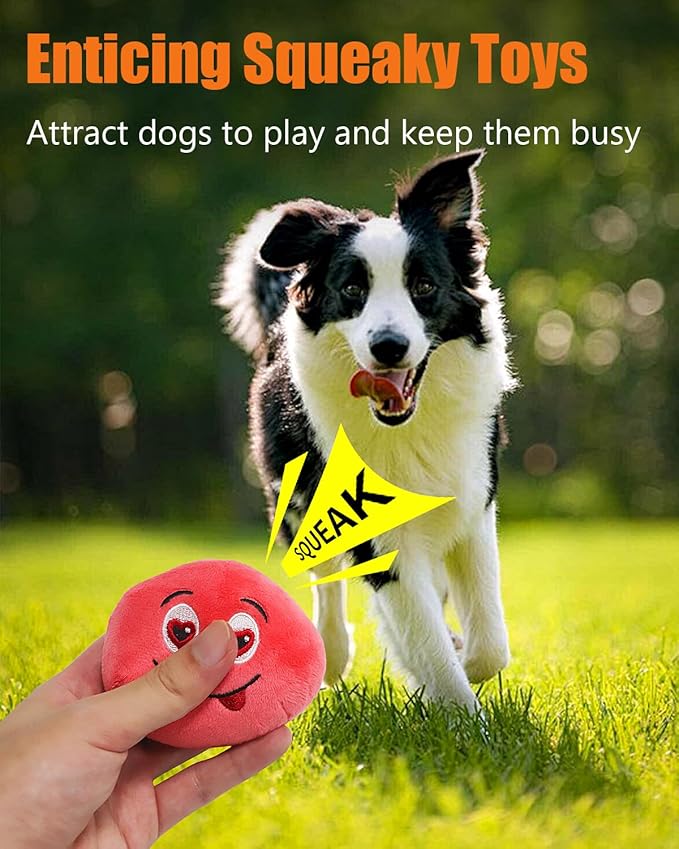 Squeaky Dog Toys, Stuffed Plush Puppy Toy Balls to Keep Them Busy, (4 Pack) Interactive Funny Pet Ball with Squeaker for Puppies Small Breed Medium Dogs