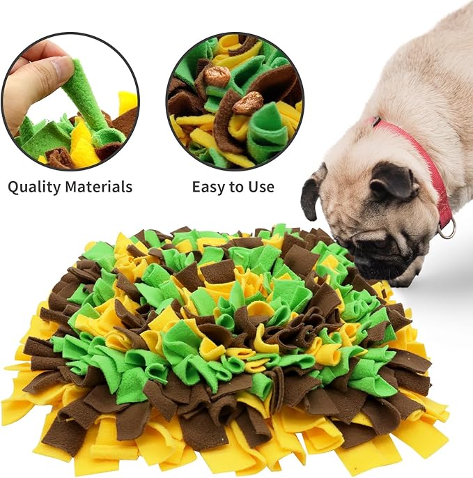 Pet Snuffle Mat for Dogs, Dog Feeding Mat, Nosework Training Mats for Foraging Instinct Interactive Puzzle Toys (Yellow&Brown&Green)