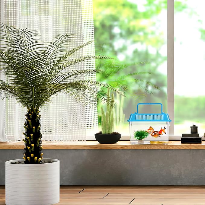 HANABASS Mini Fish Tank with Lid, Handheld Transparent Fish Box, Plastic Small Transparent Aquarium with Handle, Turtle Tortoise Habitat Tank, 5.9x4.3x3.7 Inches