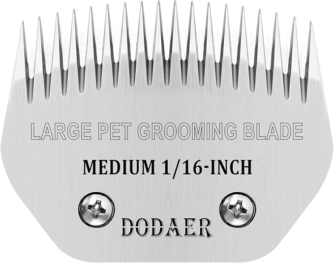 Detachable Pet Dog Grooming Clipper Steel Blade,Compatible with Andis Medium Blending,Oster A5,Wahl KM10 Series Clippers,Medium,1/16-Inch Cut Length for Large Dog,Horses,Sheep（64330）