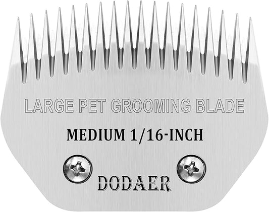 Detachable Pet Dog Grooming Clipper Steel Blade,Compatible with Andis Medium Blending,Oster A5,Wahl KM10 Series Clippers,Medium,1/16-Inch Cut Length for Large Dog,Horses,Sheep（64330）