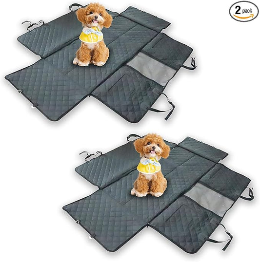 Dog Car Seat Cover, Back Seat Cover for Dogs-Supports 400lb, Waterproof Dog Cars Seat Cover-Back Seat Pet Cover for Car SUV & Trucks, Pet Hammock for Car- Seat Cover for Dogs (2 Pack Black)