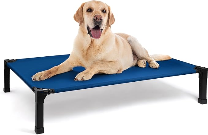 Heeyoo Elevated Dog Bed, Cooling Raised Pet Cot with Chew Proof Washable Breathable Mesh and Metal Frame, Portable Dog Cot Bed with No-Slip Feet for Outdoor or Indoor Use