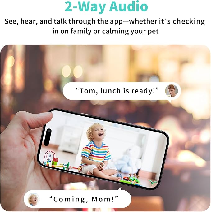 2K Indoor Security Camera, AI Human Pet Motion Detection, 2.4/5 GHz, 360° Pan Tilt, Night Vision, 2-Way Audio, Compatible with Alexa & Google Assistant (Standard Configuration)