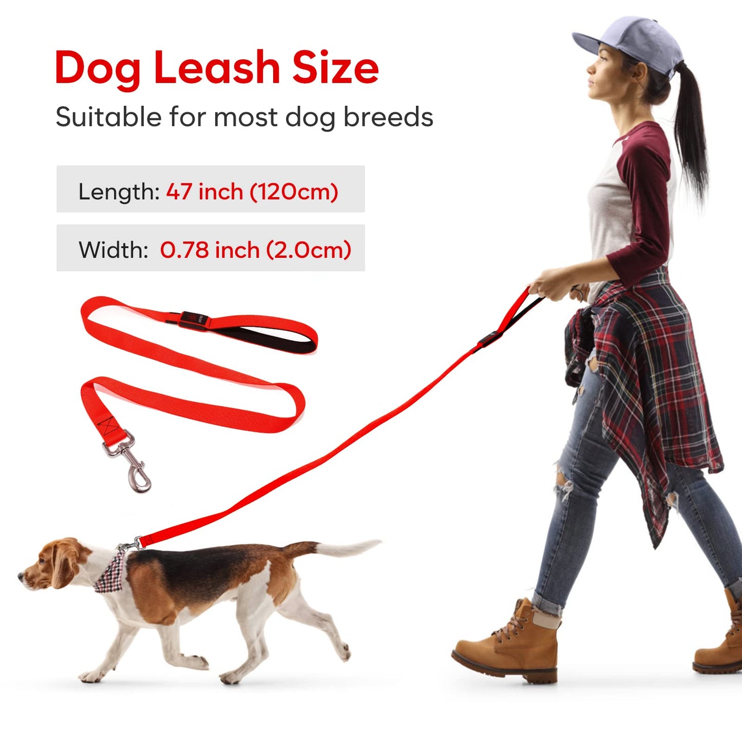 Kpuplol LED Light Up Dog Leash 3 Lighting Modes USB Rechargeable, High Visibility Up to 400 Yards Safety Glow in The Dark Dog Leash for Large Medium Small Pets