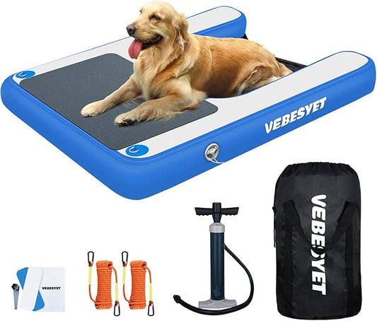Inflatable Dog Water Ramp, 5FT Dog Floats Ramp Ladder for Pools, Boats, Docks, Sea and Lake, Non-Slip EVA Pool Ladder Platform for Pets Up to 220LBS