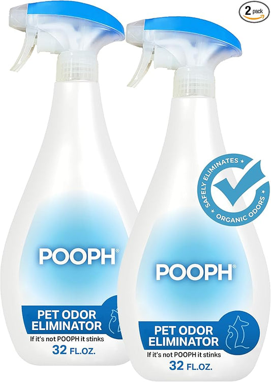 Pooph Pet Odor Eliminator, 32oz Spray, 2-Pack - Dismantles Odors on a Molecular Basis, Dogs, Cats, Freshener, Eliminator, Urine, Poop, Pee, Deodorizer, Natures, Puppy, Fresh, Clean, Furniture, Potty