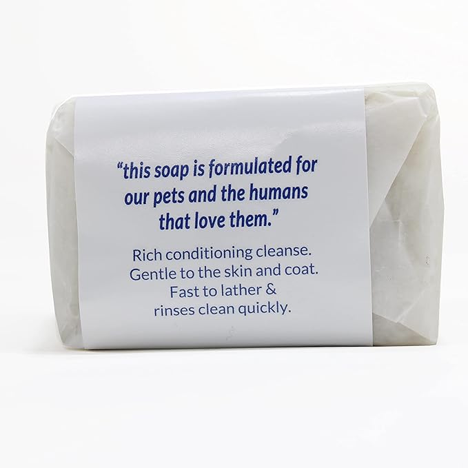 Sit Stay Forever. Vegan Organic Pet Soap/Bar Shampoo Big 7 oz bar, Hypoallergenic, Organic Oatmeal, Olive & Coconut Oils, Shea Butter, Vitamin E and Neroli Essential Oil.