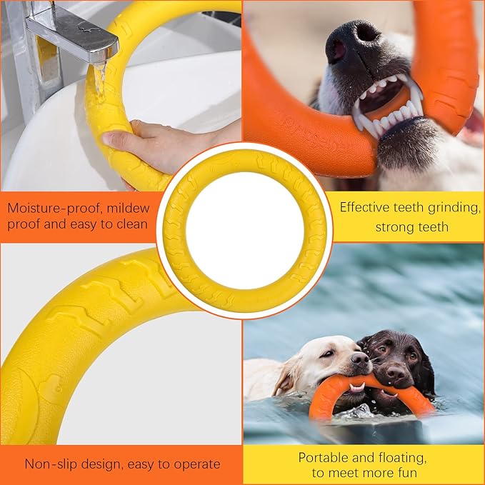 Leitee 2 Pack Dog Toys, Ring Toys Flying Discs for Small to Large Dogs - Training, Fetching, Floating, Teeth Cleaning (11 Inch)