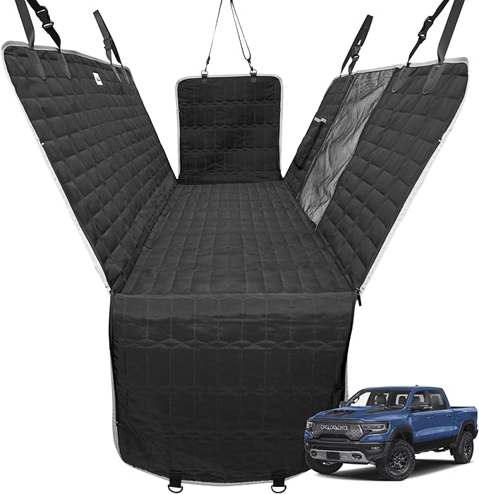 Dog Hammock for Truck,Dog Car Seat Cover for Back Seat, Waterproof Seat Cover for Trucks with Mesh Window,Backseat Cover for Dogs in Car for F150/RAM1500/Sierra/Silverado