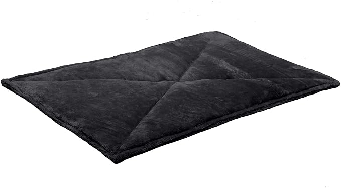 Furhaven ThermaNAP Self-Warming Cat Bed for Indoor Cats & Small Dogs, Washable & Reflects Body Heat - Quilted Faux Fur Reflective Bed Mat - Black, Small
