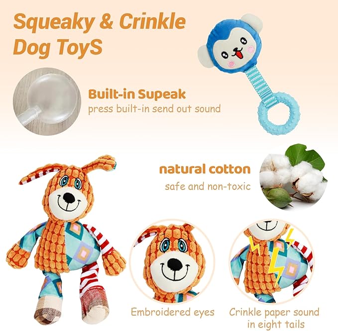 20PCS Puppy Teething and Squeaky Toys, Rope and Interactive Dog Toys to Keep Them Busy, Chew Toys for Puppies and Small Dogs, Pet Toy Basket Full of Fun