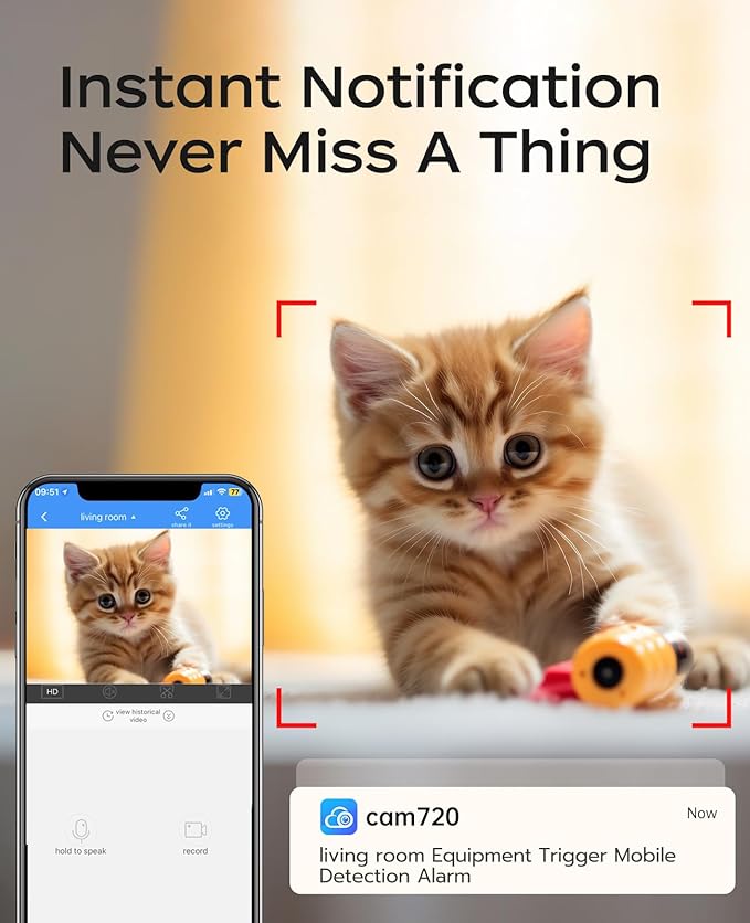 JOOAN 3MP Outdoor Security Camera WiFi Camera 【2.4G WiFi & Bluetooth & Color Night】 for Home Security Baby Pet IP66 Waterproof 2 Way Audio Motion Detection Siren SD/Cloud Storage Color Night Vision