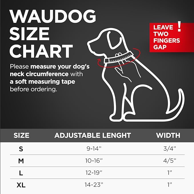 WAUDOG Waterproof Dog Collar - Adjustable Glow Dog Collar for Large Dogs, Small and Medium Dogs - Heavy Duty Dog Collars with Durable Metal Clasp and QR Dog Tag - Glow in The Dark Dog Collars