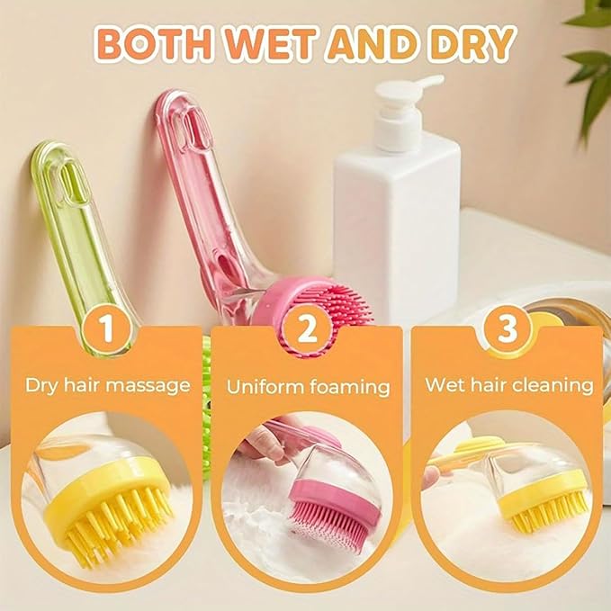 Pet Bath Brush, Dog Bath Brush, Dog Scrubber for Bath with Built-in Shampoo Dispenser, for Dogs & Cats (Green)