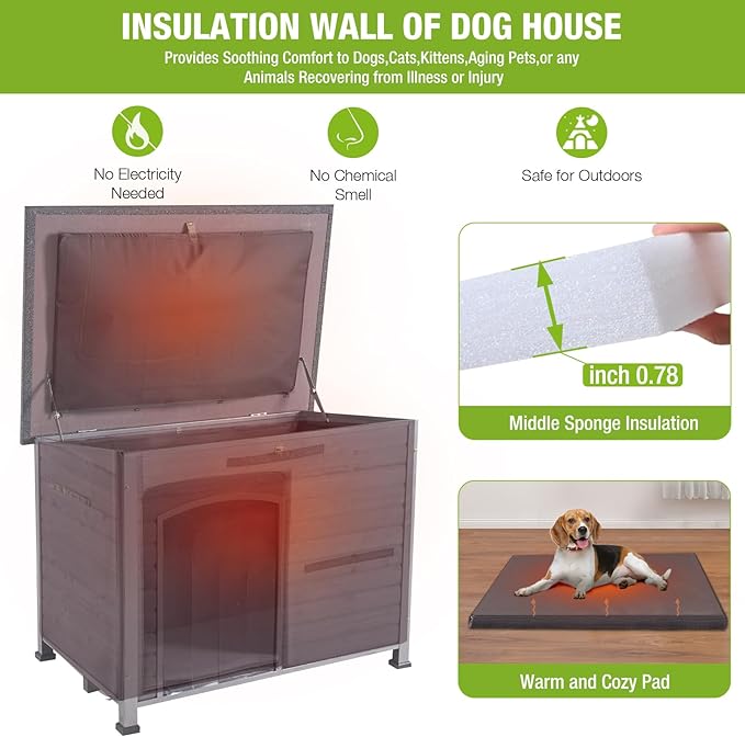 Insulation Dog House Outdoor Dog Kennle with Liner for Winter,Waterproof