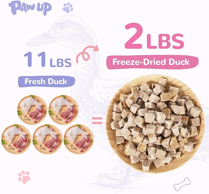 Freeze Dried Duck Treats for Cats Dogs, Rawhide Free Freeze-Dried Raw Food Topper, High Protein, Gluten&Grain Free, 4.6oz