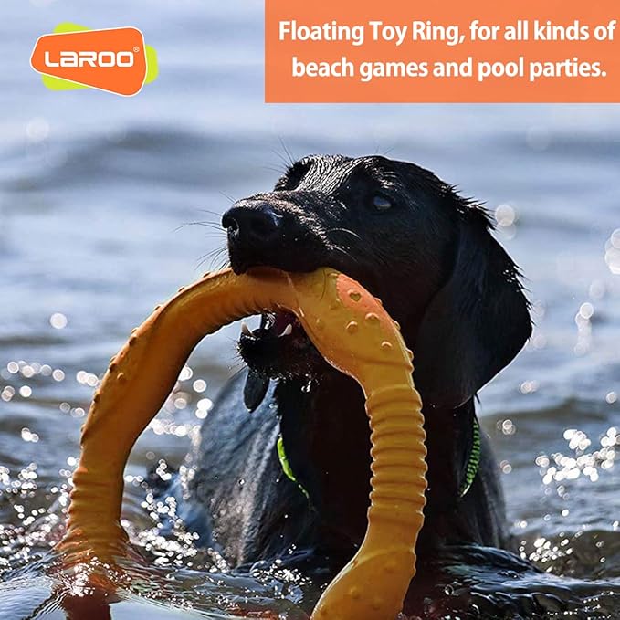 LaRoo Dog Ring Toy - Durable Flying Ring for Fetch,Water Play & Training Tough,Chew-Proof Design for Aggressive Chewer Breeds, Easy-Throw Lightweight Frisbee for Medium/Large Dogs (Orange/30cm)