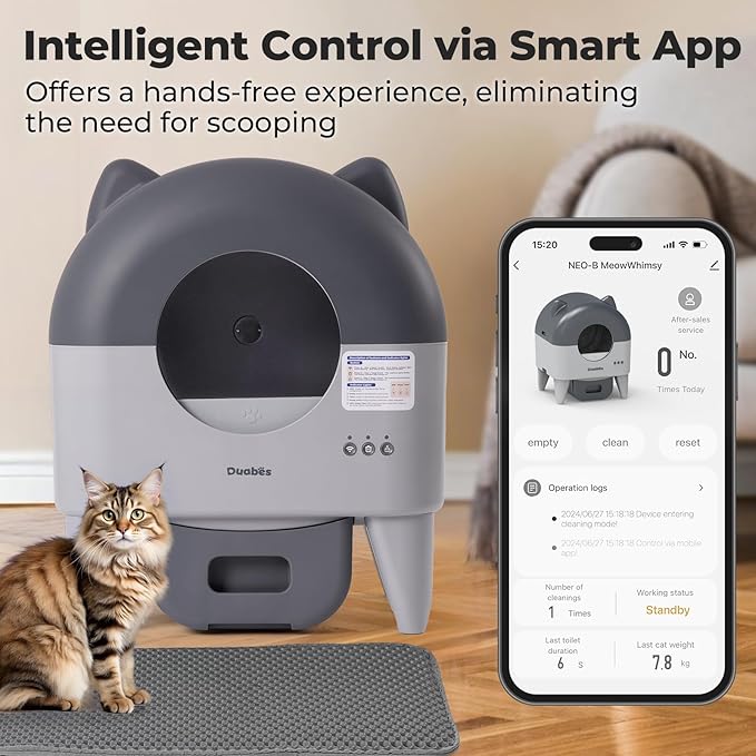 Self Cleaning Litter Box Automatic: Extra Large Self-Cleaning for Multiple Cats - APP-Controlled with Smart Sensors - Odor-Free - Safety Protection - Low Noise with Anti-Track Litter Mat