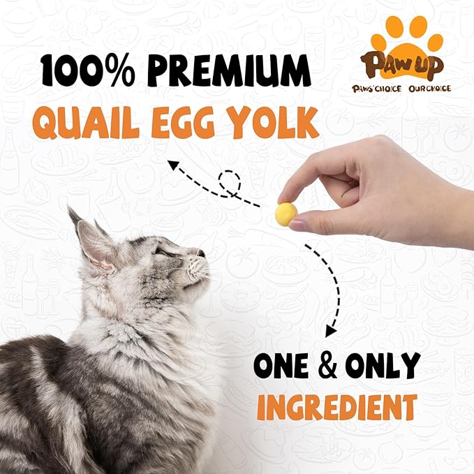 Freeze Dried Cat & Dog Treats, Natural Quail Egg Yolk, Single Ingredient, High-Protein Pet Snacks for Skin & Coat Health, No Artificial Additives, 9.2 oz