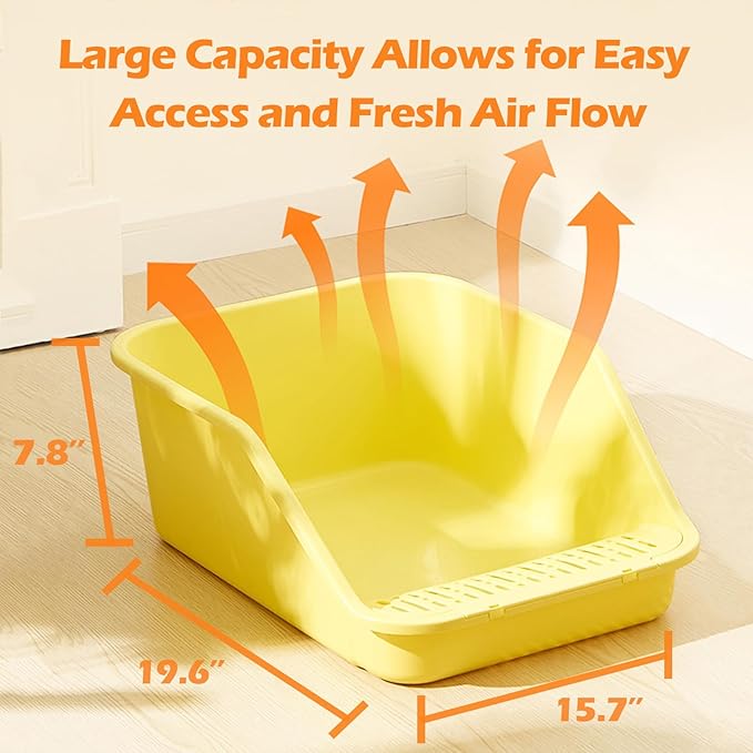 SpaceTime Large Cat Litter Box with High Sides,Cat Boxes for Indoor Cats,Cat Litter Pan for Kitty,Litter Box with Low Entry,Easy to Clean,Anti-Splashing(Grey)