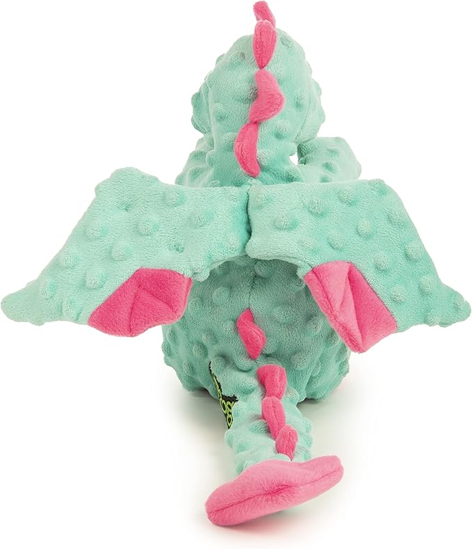 goDog Bubble Plush Dragons Squeaky Dog Toy, Chew Guard Technology - Seafoam, Large